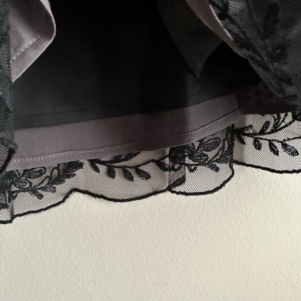 Garnet Hill • Lace Overlay Silk Midi Skirt - Picture 3 of 8